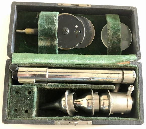 Antique Medical Ophthalmoscope Device In Original Box