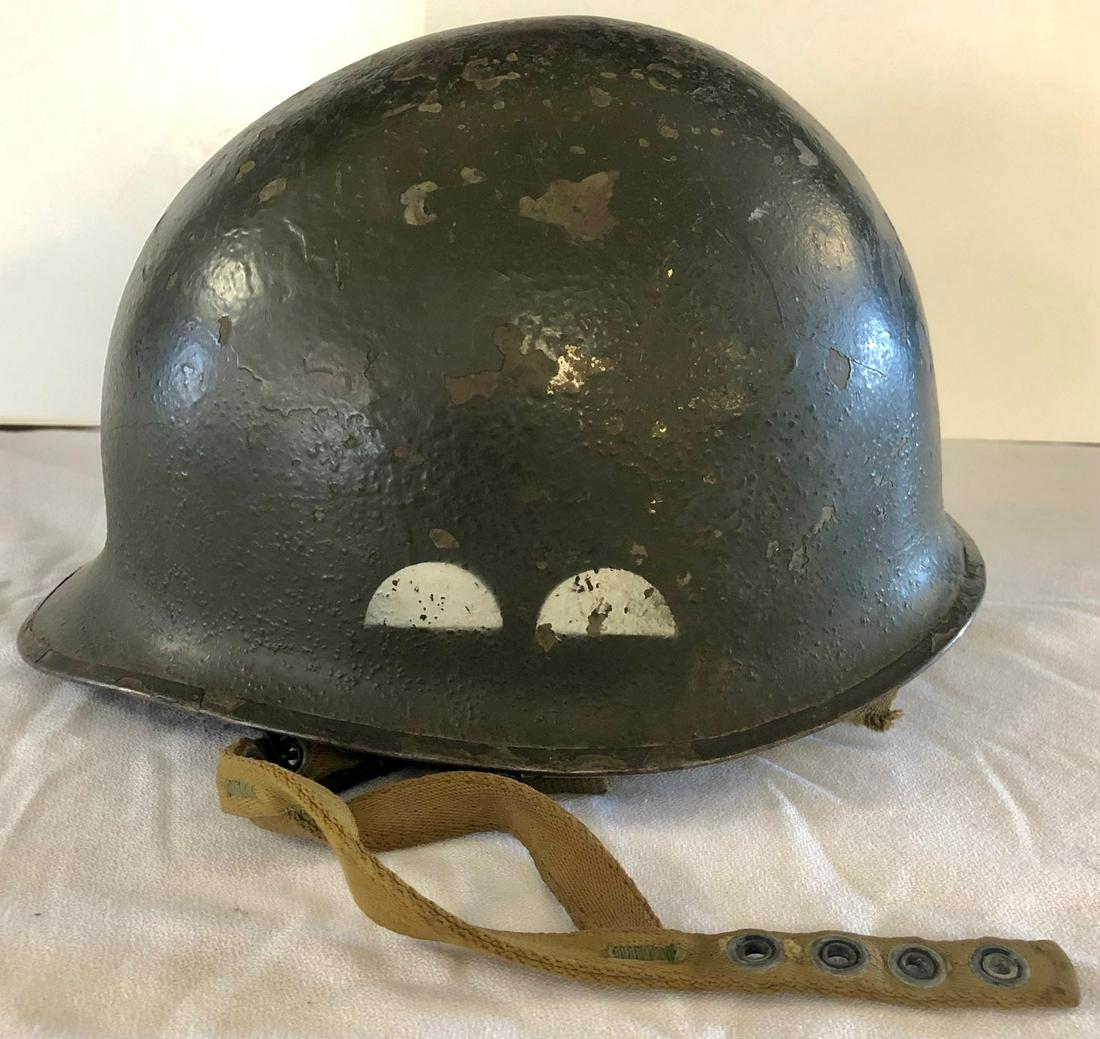 WWII U.S. ARMY METAL MILITARY COMBAT HELMET (1 of 7)