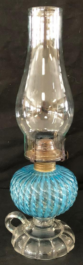 BLUE OPALESCENT 'RIBBED REVERSE SWIRL' OIL / FINGER (1 of 8)