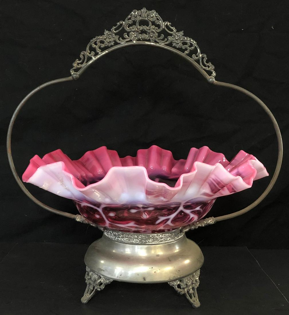 CRANBERRY OPALESCENT 'SPANISH LACE / OPALINE BROCADE' (1 of 11)