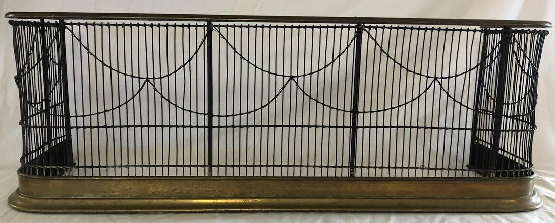 EARLY FEDERAL BRASS & WIRE FIREPLACE FENDER (1 of 9)