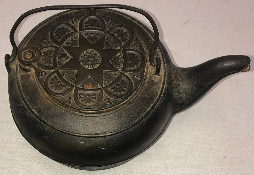 19TH C. CAST IRON TEA KETTLE "E RIPLEY (1 of 10)
