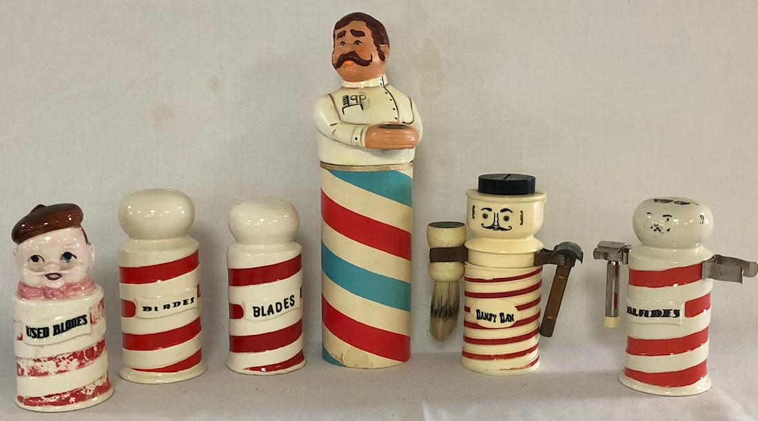 LOT 6 VINTAGE CERAMIC RAZOR BLADE BANKS (1 of 6)