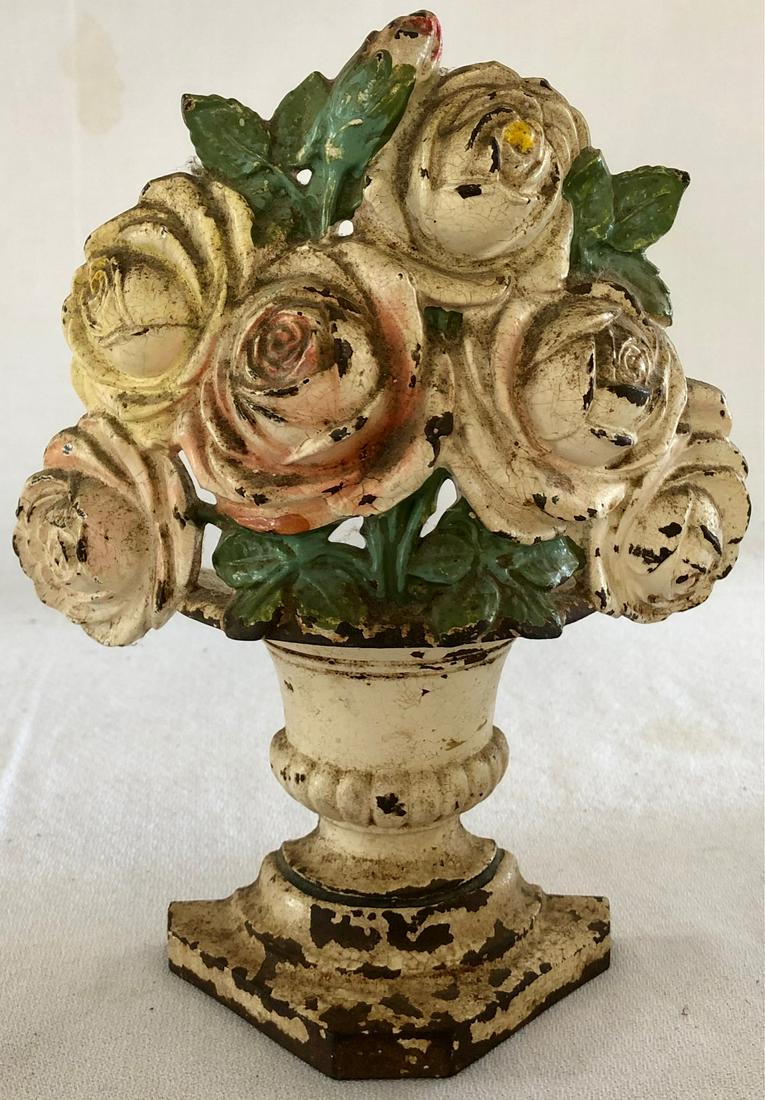 ORIGINAL CAST IRON FLOWER BASKET DOORSTOP (1 of 9)
