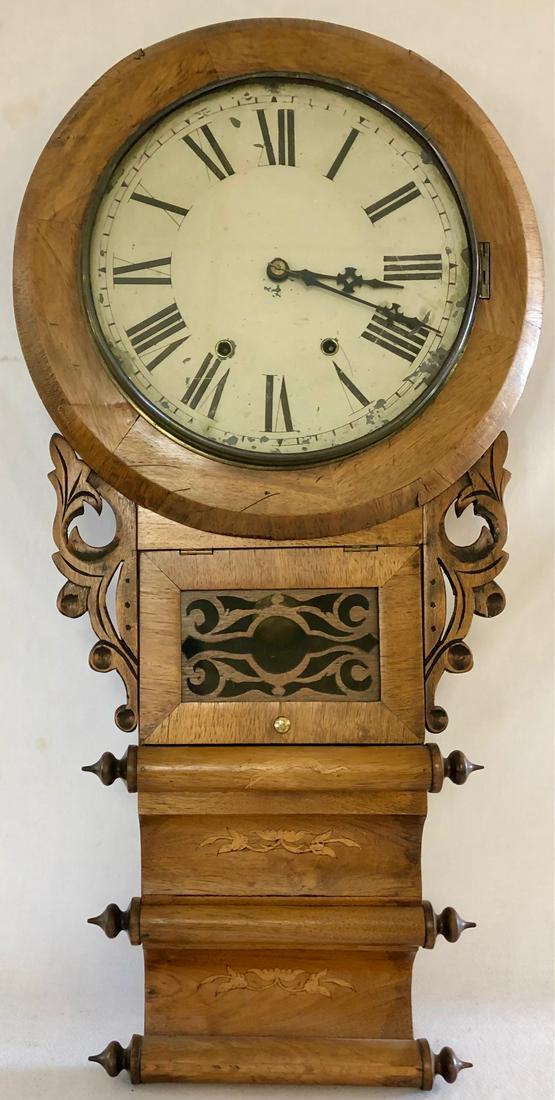 19TH C. INLAID WALL CLOCK (1 of 12)