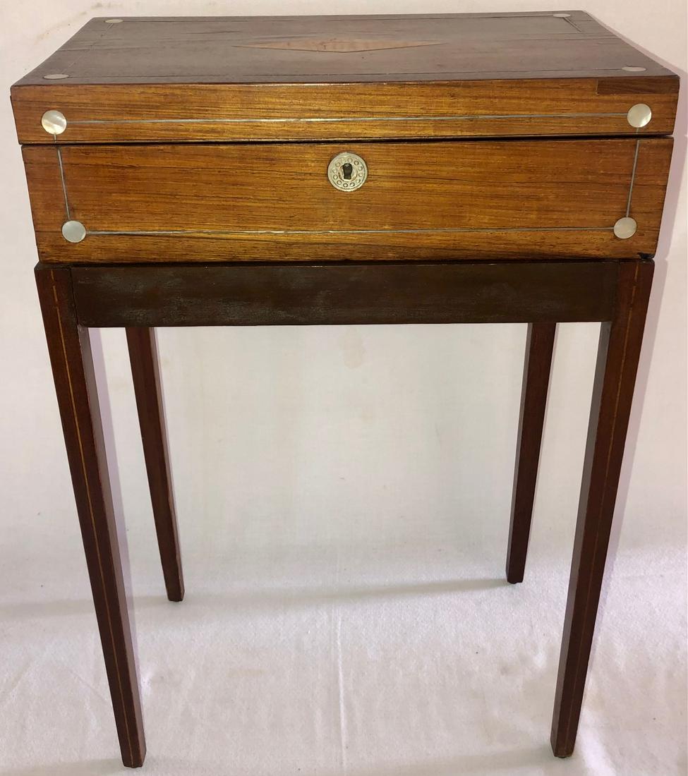19TH C. INLAID ROSEWOOD LAP DESK ON STAND (1 of 14)
