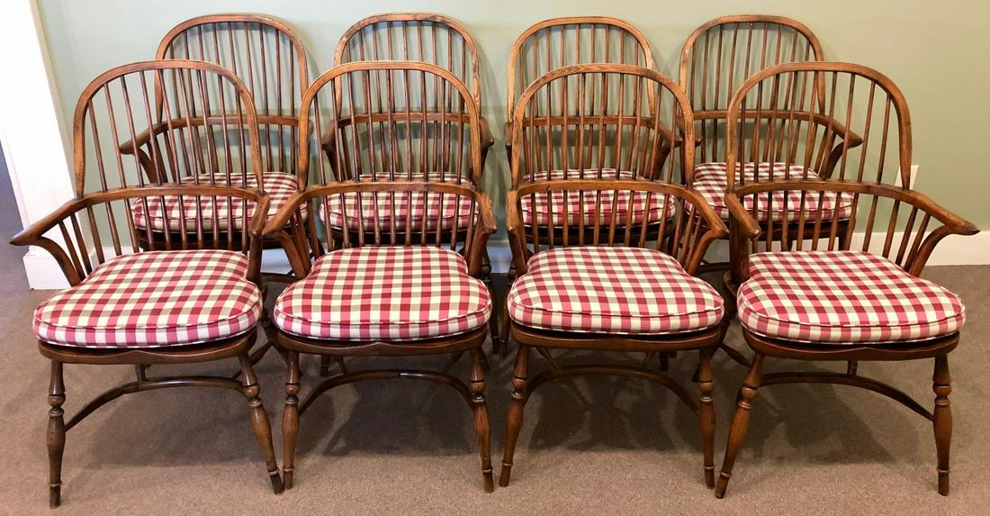 SET 8 CUSTOM WINDSOR BOWBACK ARM CHAIRS (1 of 8)
