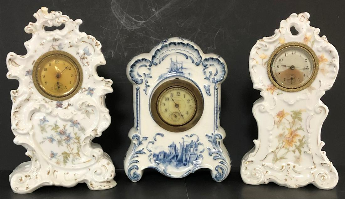 LOT 3 PORCELAIN SHELF CLOCKS (1 of 11)