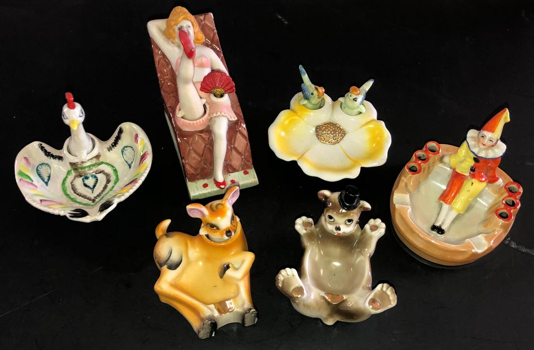 LOT 6 VINTAGE CERAMIC FIGURAL KNODDERS (1 of 8)