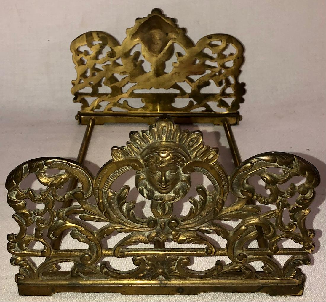 ART NOUVEAU BRASS SLIDING BOOK STAND (1 of 8)