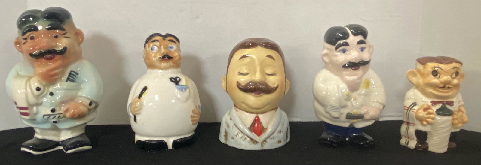 LOT 5 VINTAGE FIGURAL CERAMIC BARBER BLADE BANKS (1 of 12)