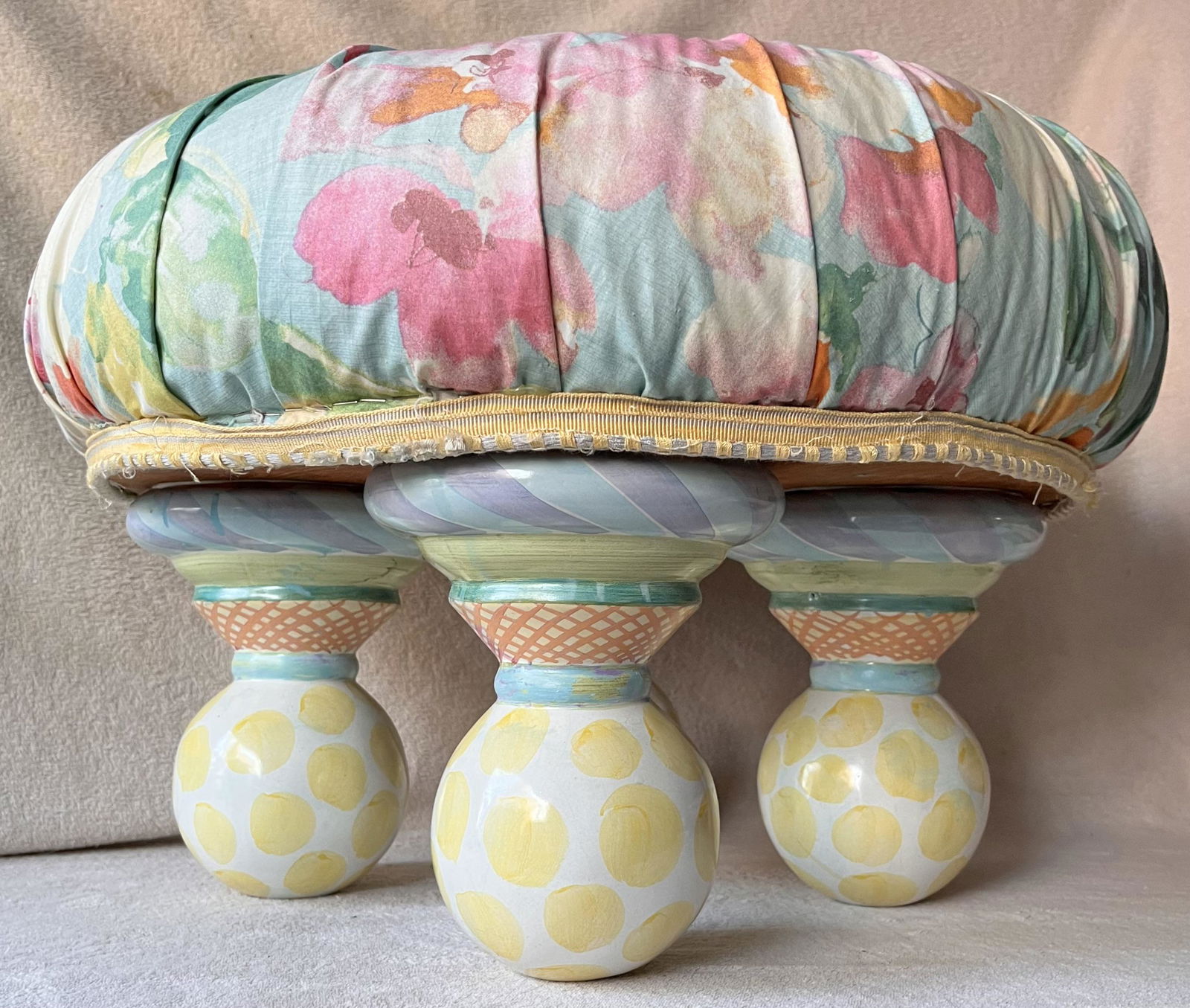 LABELED DESIGNER MACKENZIE CHILD'S OTTOMAN (1 of 11)