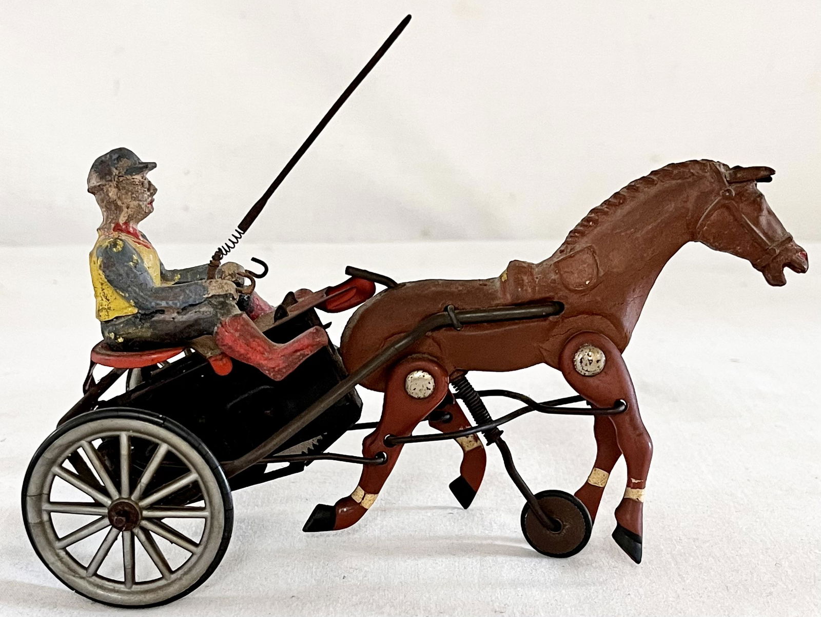 ANTIQUE GERMAN KEY WIND HORSE, JOCKEY AND CART TOY (1 of 9)