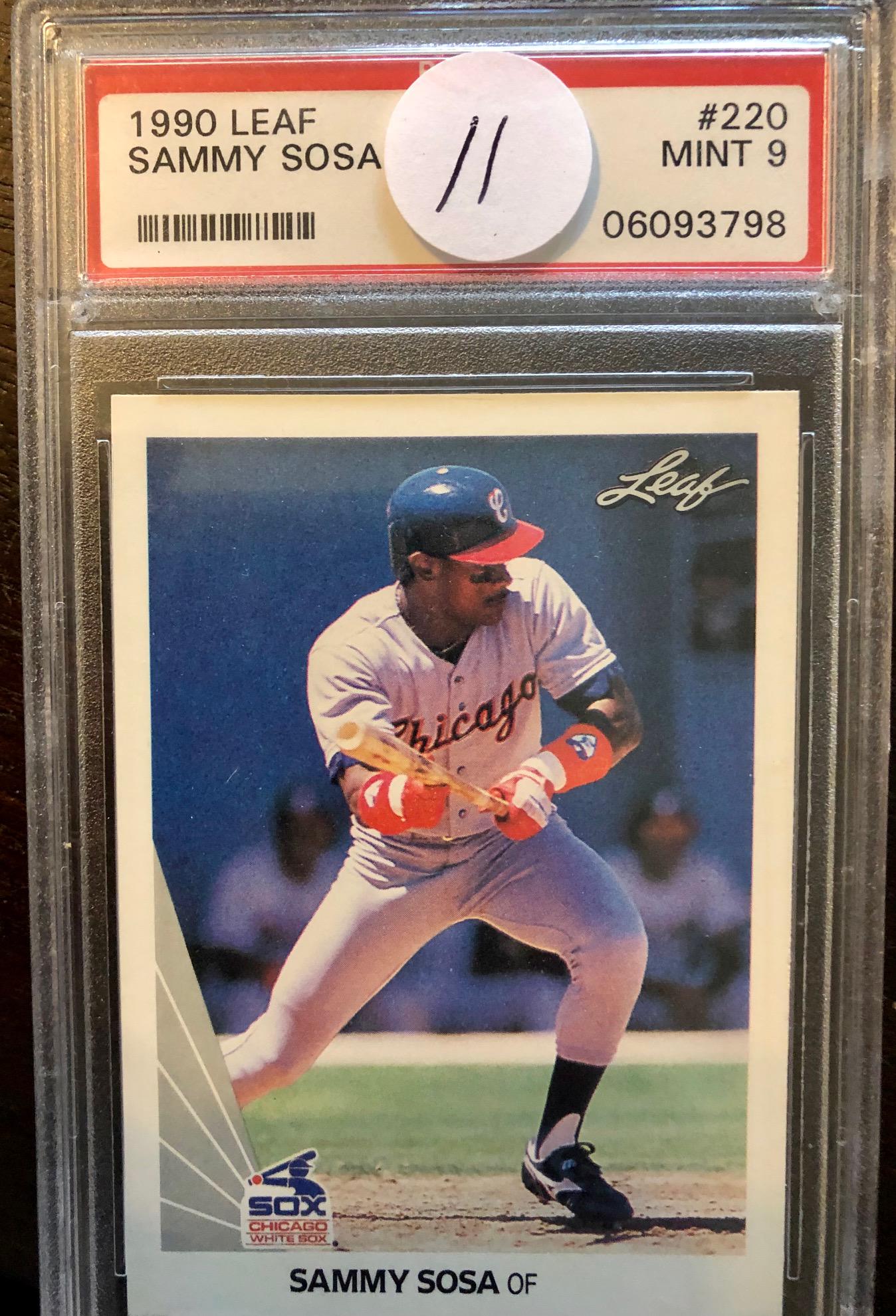 GRADED 1990 LEAF SAMMY SOSA ROOKIE BASEBALL CARD (1 of 3)