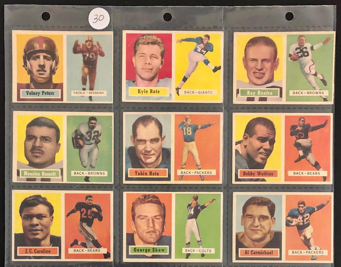 LOT 9 TOPPS 1957 FOOTBALL CARDS W/ KYLE ROTE (1 of 5)