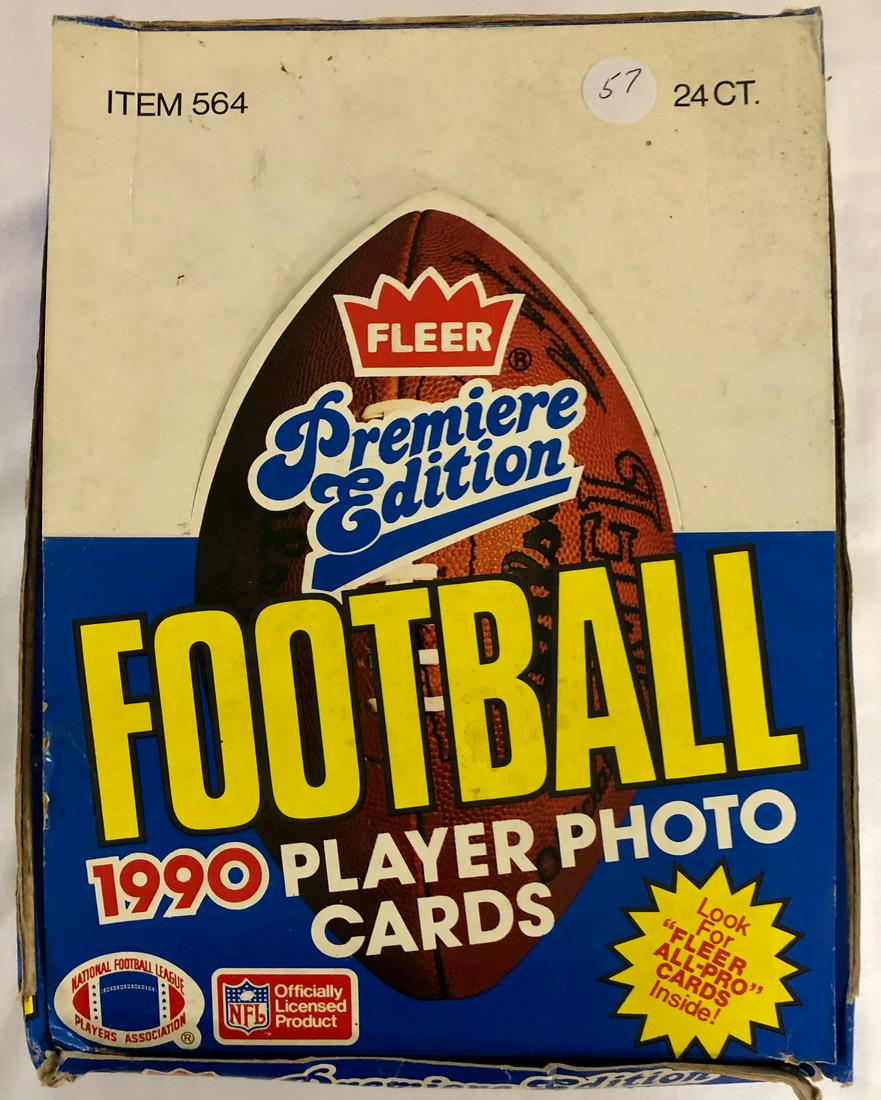 LARGE BOX 1990 FLEER FOOTBALL CARDS - PREMIERE EDITION (1 of 4)