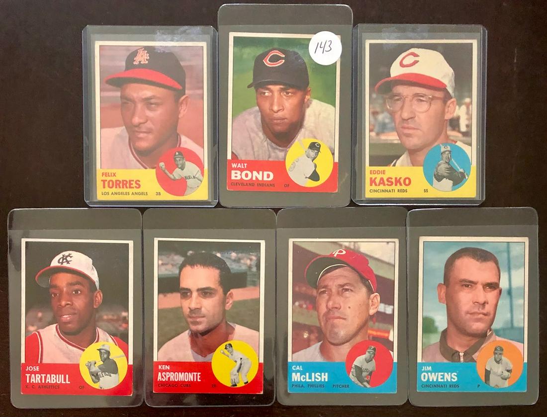 LOT 7 TOPPS 1963 BASEBALL CARDS  - MID TO HIGH SERIES (1 of 5)
