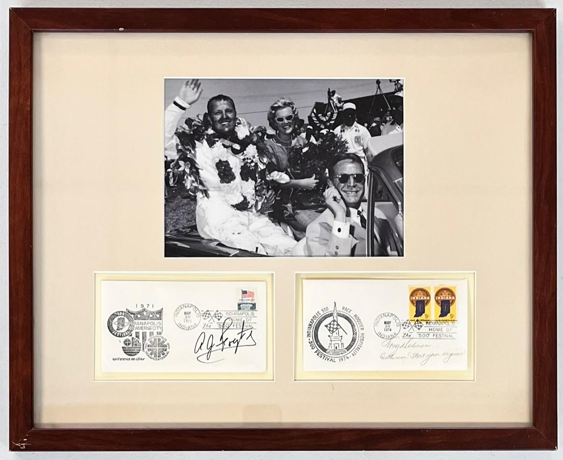 FRAMED AJ FOYT / TONY HULMAN INDY 500 PHOT & SIGNED (1 of 9)