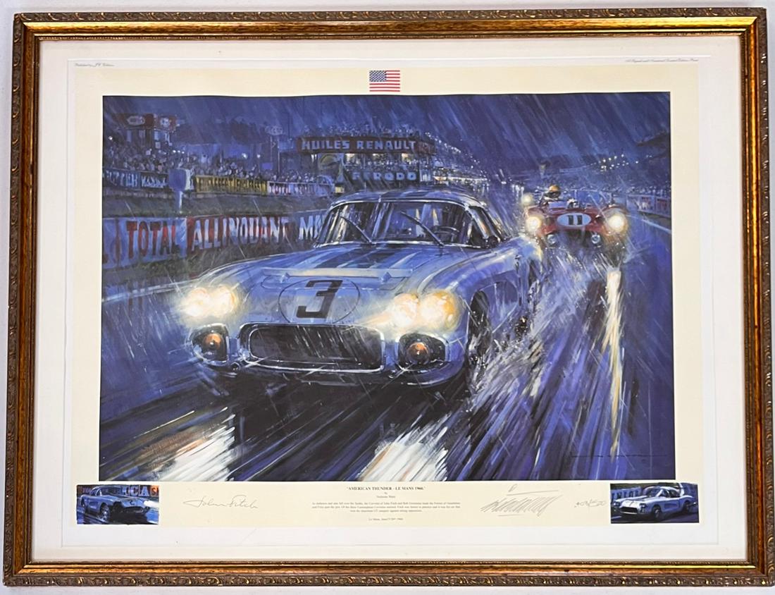 AMERICAN THUNDER - LE MANS 1960 FRAMED & SIGNED PRINT (1 of 14)