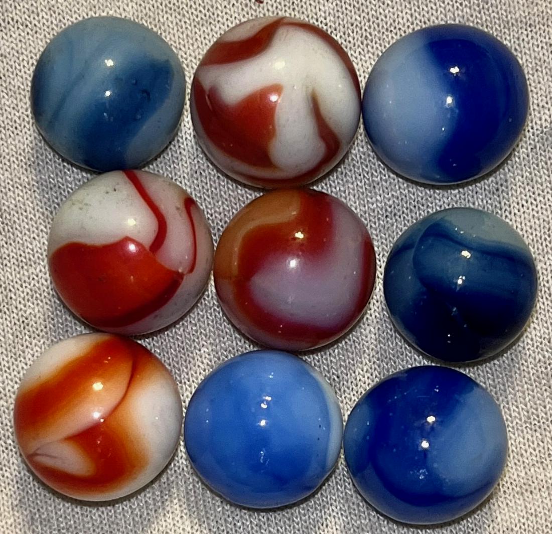 LOT 9 VINTAGE GLASS MARBLES: LOT 9 VINTAGE GLASS MARBLES - GOOD OVERAL CONDITION