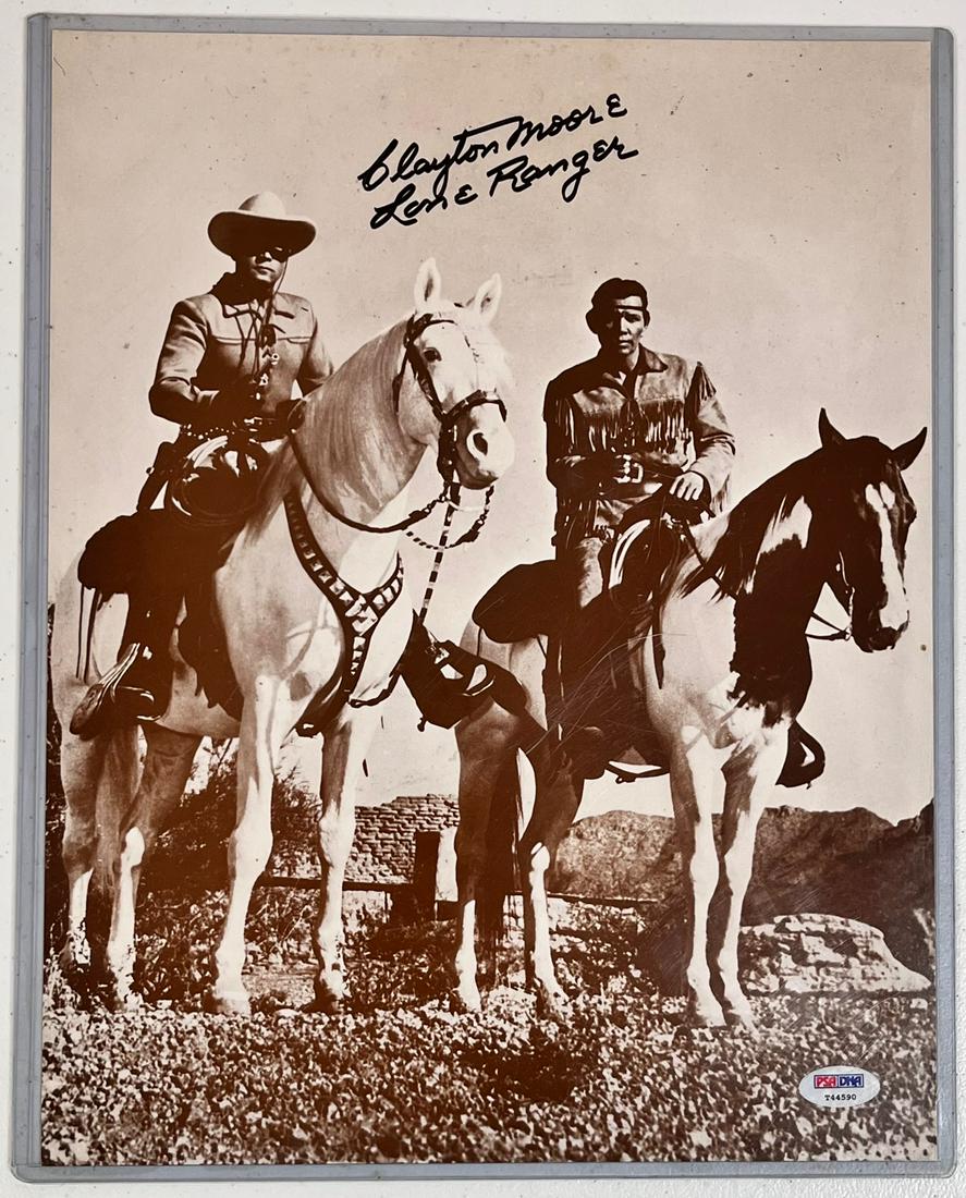 PSA - AUTOGRAPHED LONE RANGER PHOTO - CLAYTON MOORE (1 of 8)