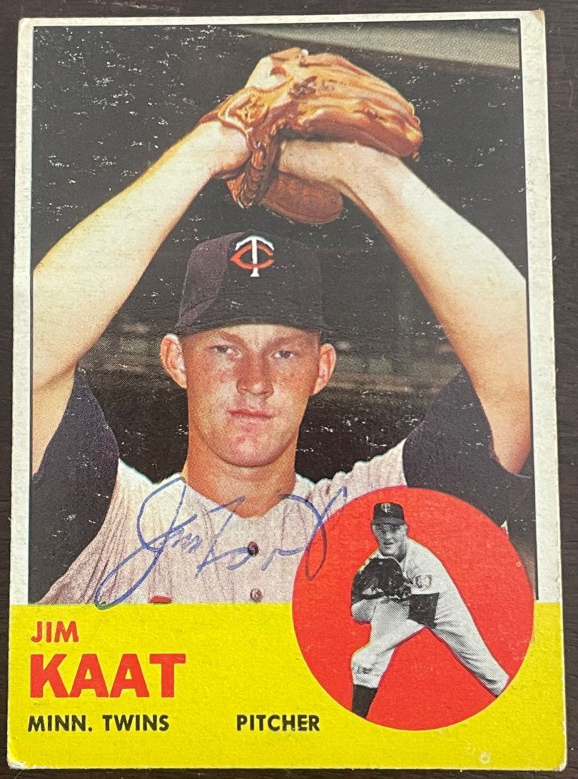 1963 TOPPS JIM KAAT AUTOGRAPHED BASEBALL CARD (1 of 3)