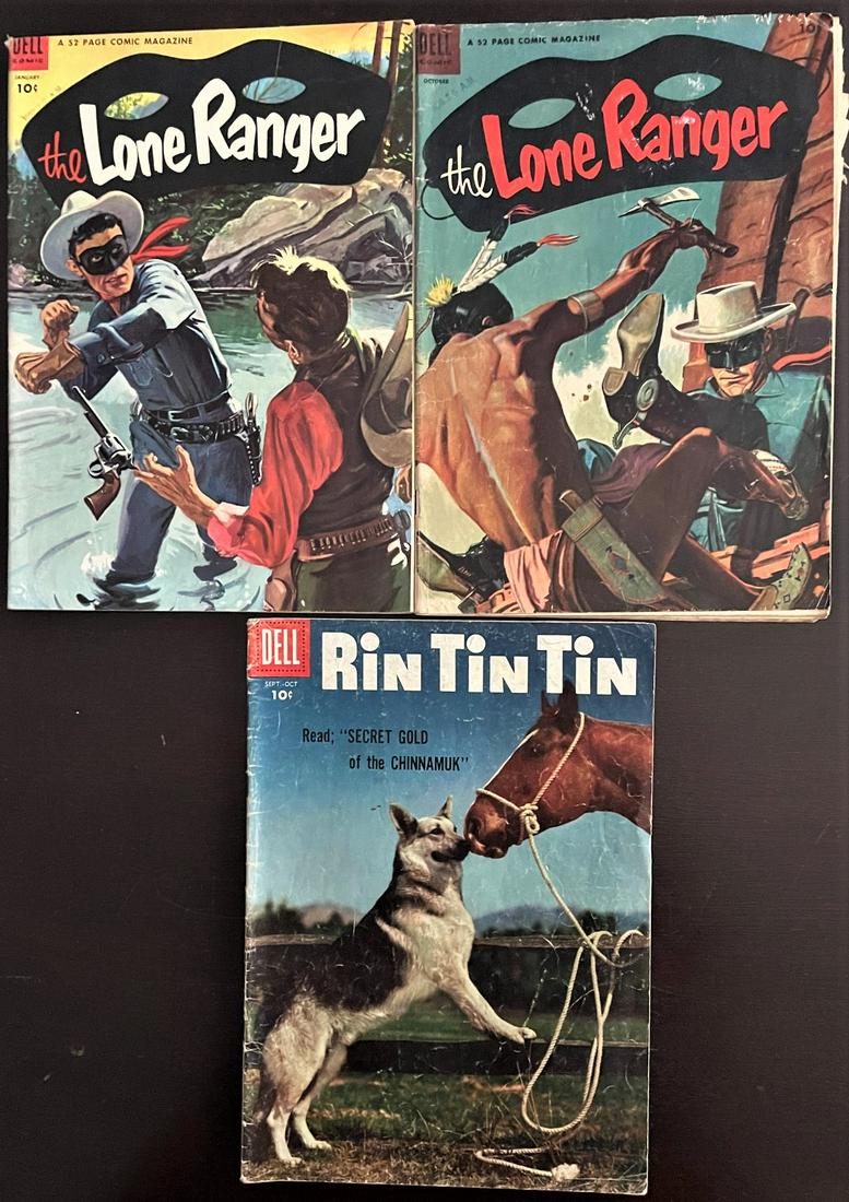 LOT 3 VINTAGE COMIC BOOKS - LONE RANGER / RIN TIN TIN (1 of 2)
