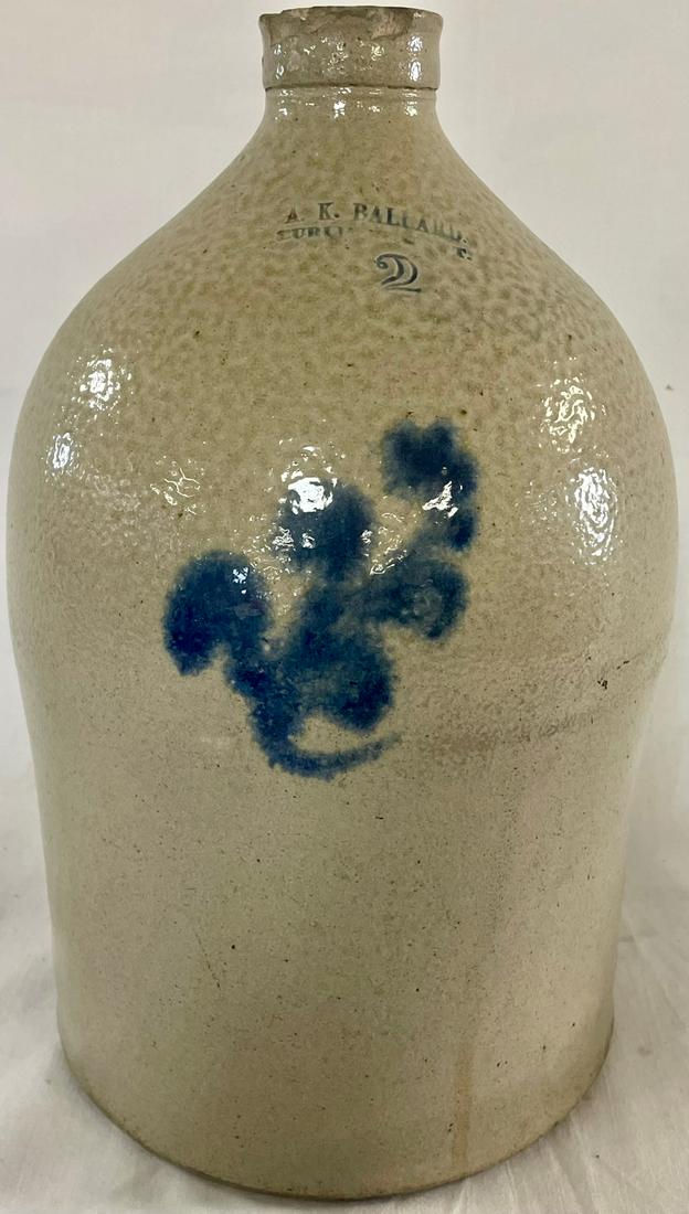 2 GAL. BLUE DECORATED SALTGLAZE STONEWARE JUG (1 of 8)