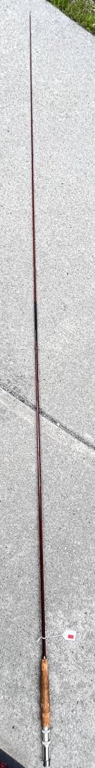 SIGNED WES JORDAN BAMBOO FLY ROD: SIGNED WES JORDAN BAMBOO FLY ROD - ONE PIECE - SIGNED "WES JORDAN" - 9' 3" LONG - APPEARS THAT IT MAY HAVE BEEN REBOUND IN BLACK INTO ONE PIECE?