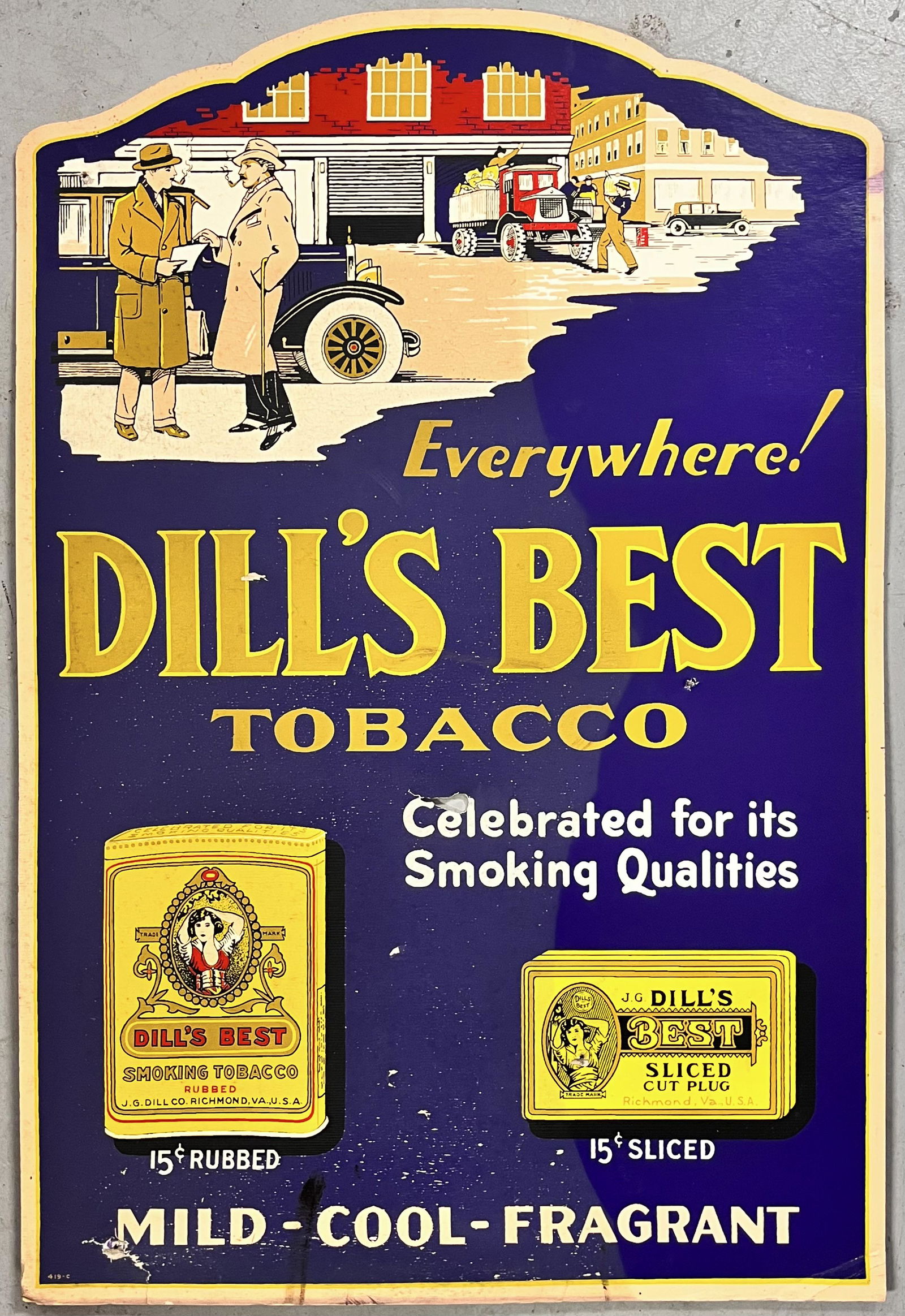 RARE C. 1920 DILL'S BEST "KALASIGN" TOBACCO ADVERTISING SIGN (1 of 8)