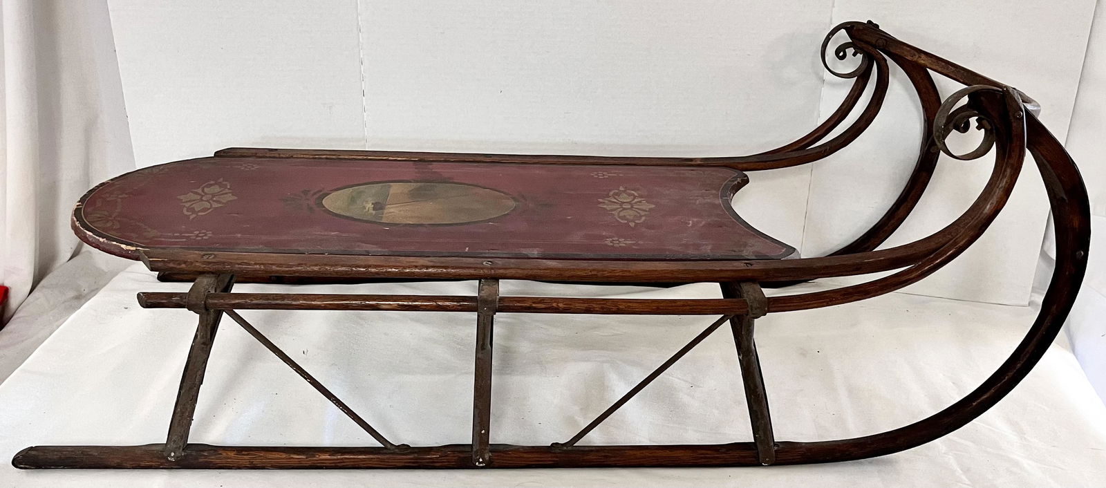 EXCEPTIONAL 19TH C. PAINT DECORATED WOODEN SLED (1 of 9)