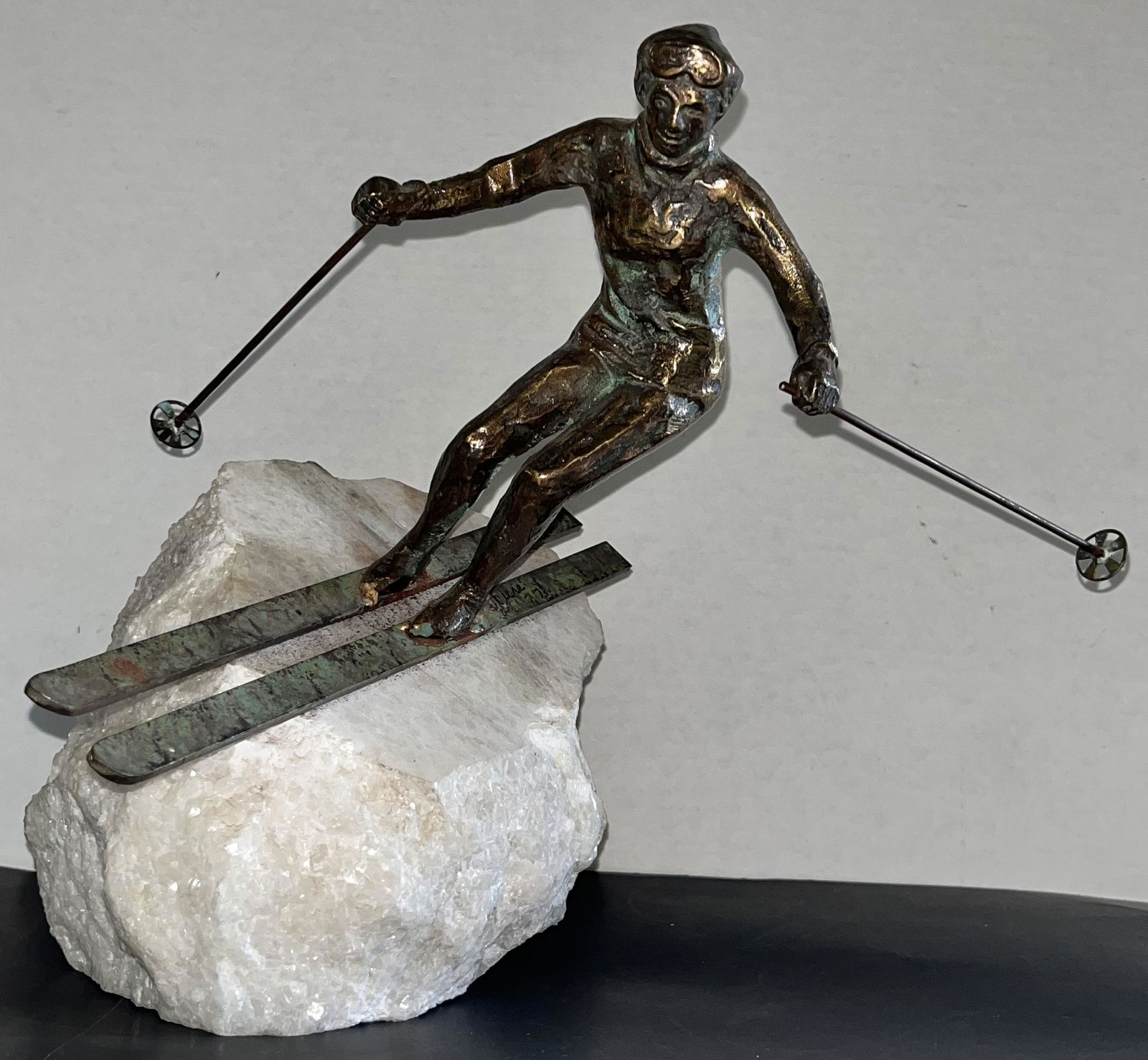 C. JERE PATINATED BRONZE & ONYX 'SKIER' SCULPTURE (1 of 10)