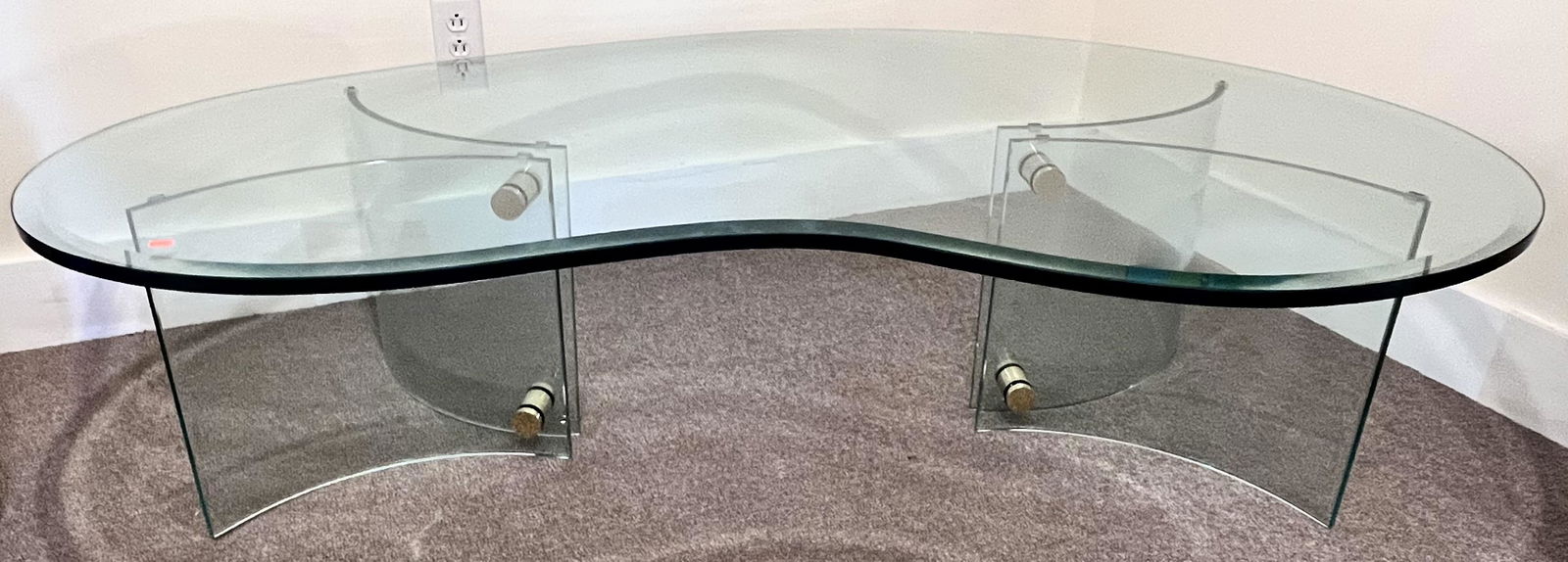 VINTAGE MODERNIST KIDNEY SHAPED GLASS COFFEE TABLE (1 of 10)