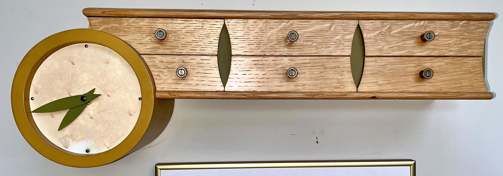 VINTAGE MODERNIST JOSHUA GOLDBERG WALL CLOCK W/ DRAWERS (1 of 6)