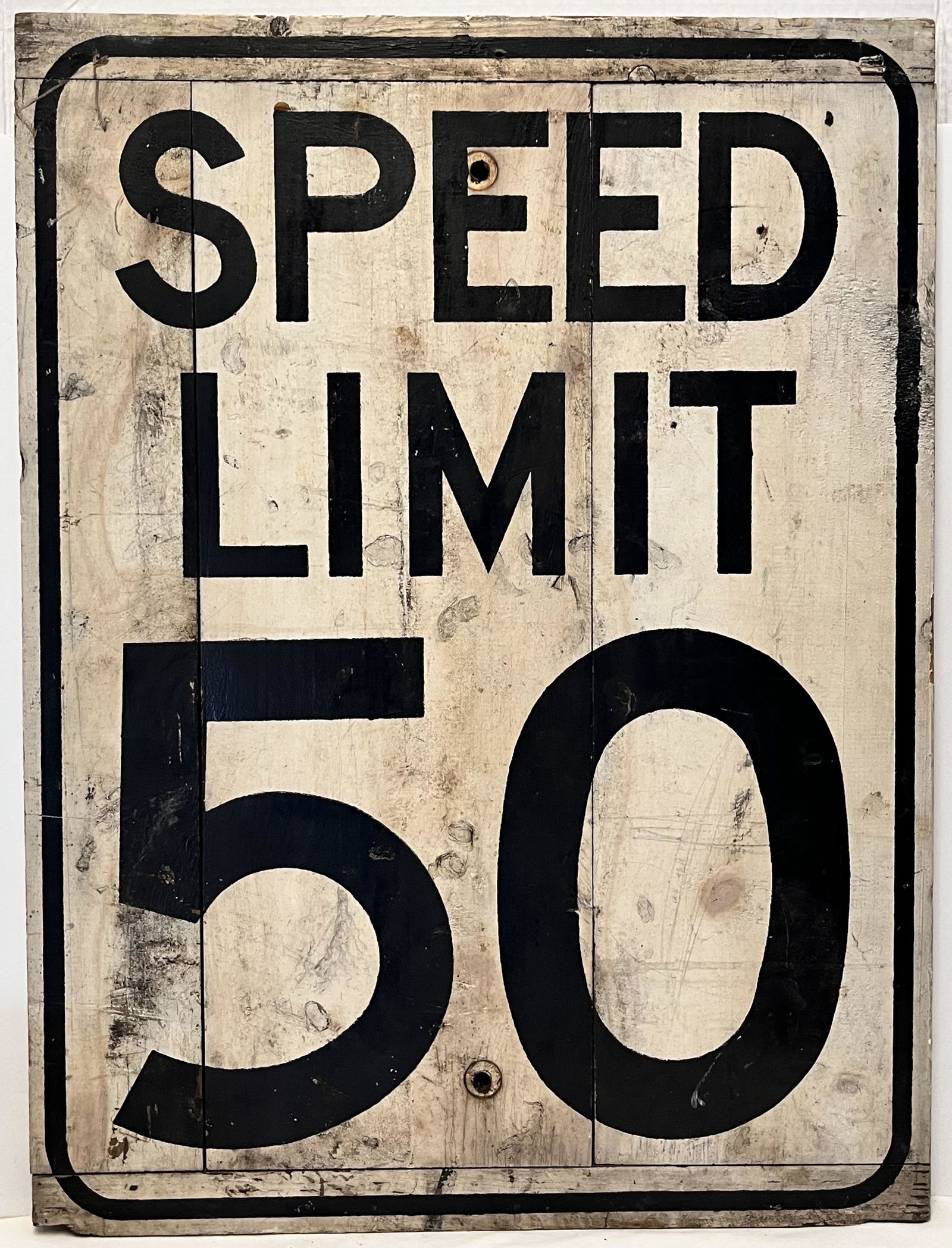 ANTIQUE WOODEN SPEED LIMIT SIGN - "SPEED LIMIT 50" (1 of 6)