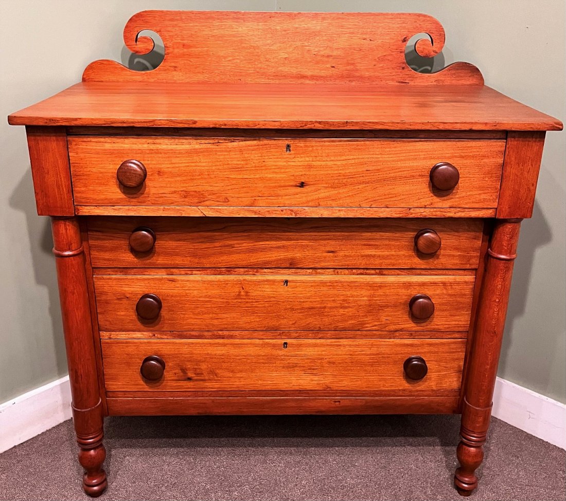 19th C. EMPIRE CHEST OF DRAWERS (1 of 5)