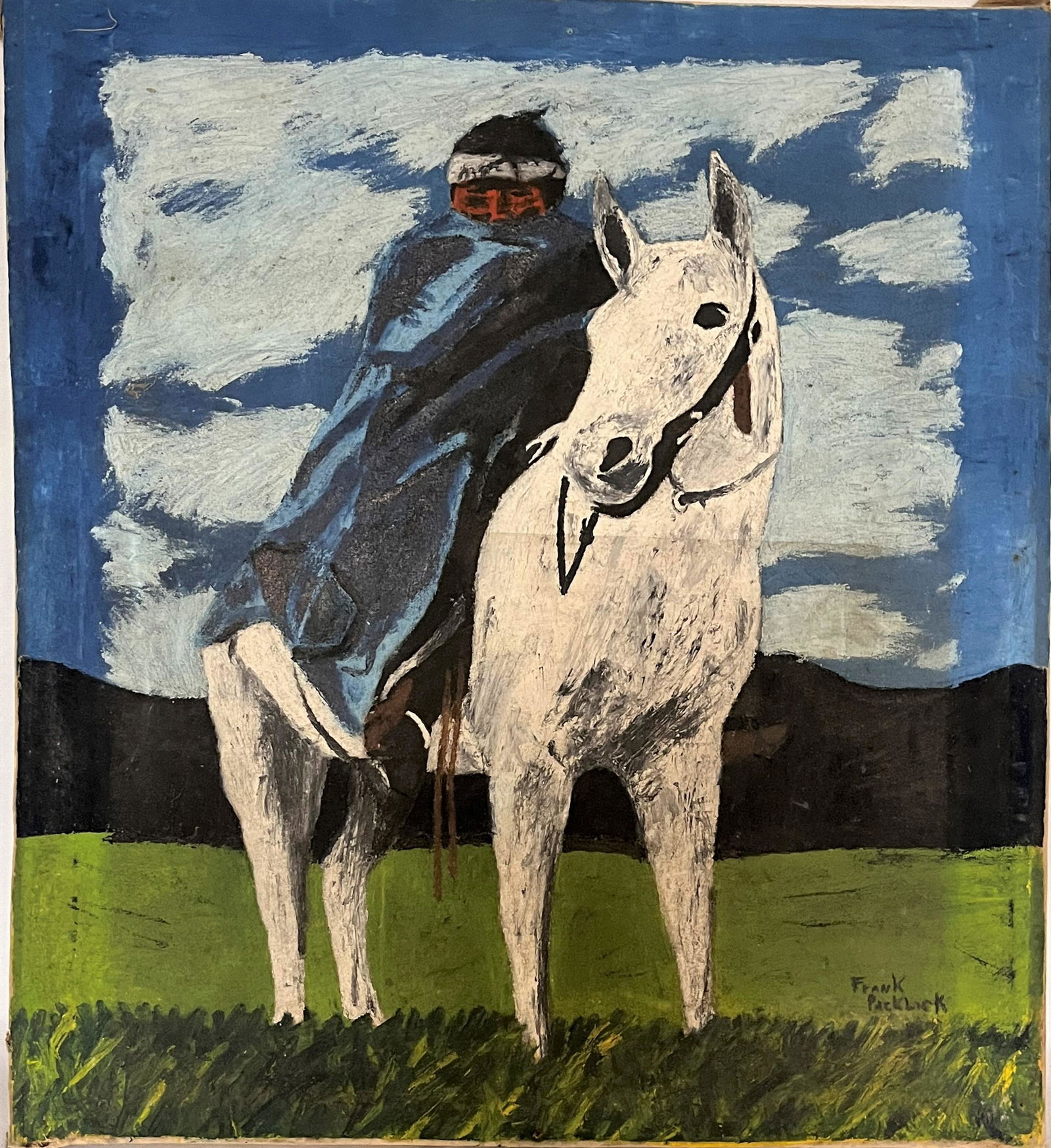 ARTIST SIGNED O/C PAINTING OF NATIVE AMERICAN ON HORSEBACK (1 of 8)