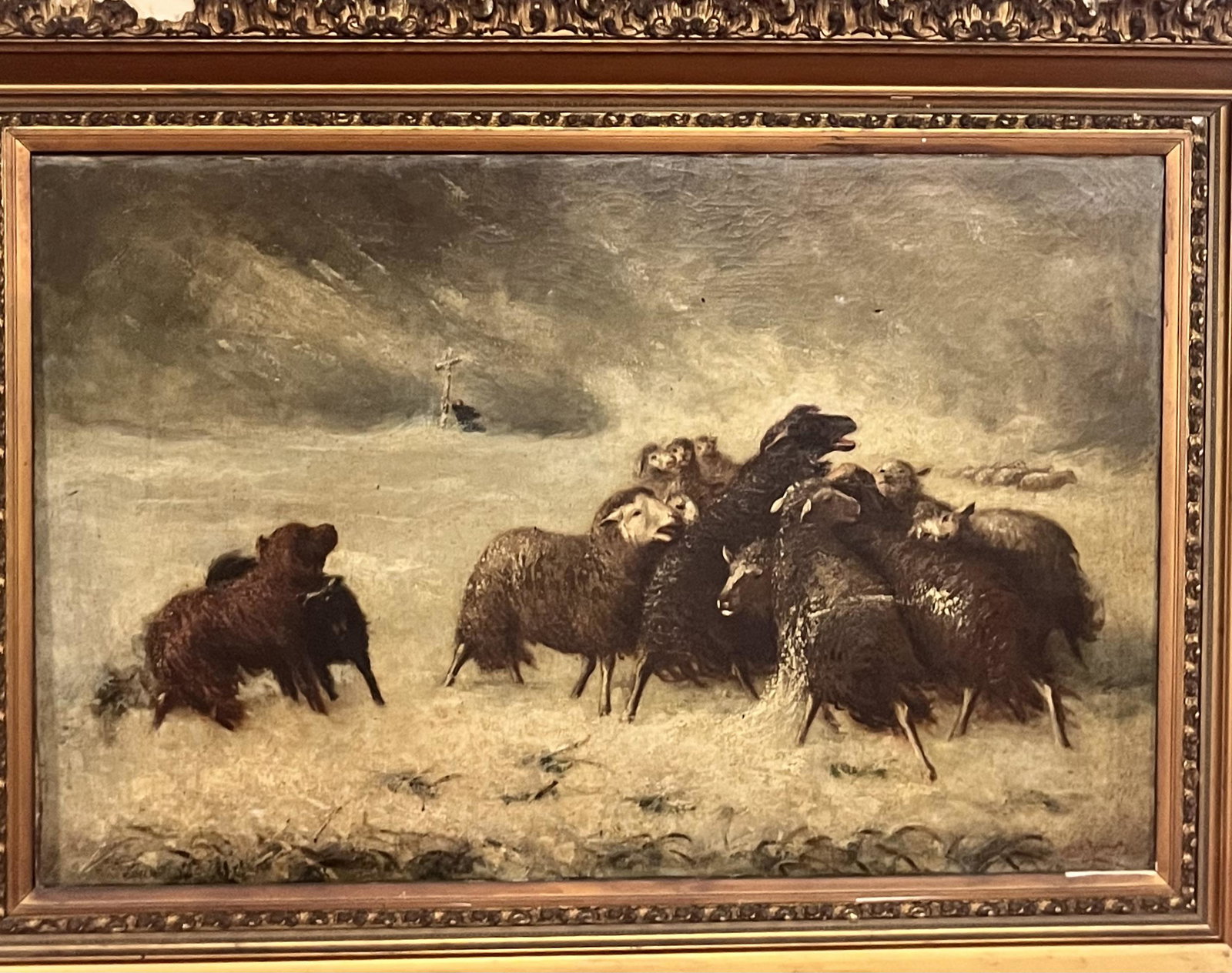 LG O/C SHEEP PAINTING BY MATILDA BERNARD 19TH CENTURY (1 of 13)
