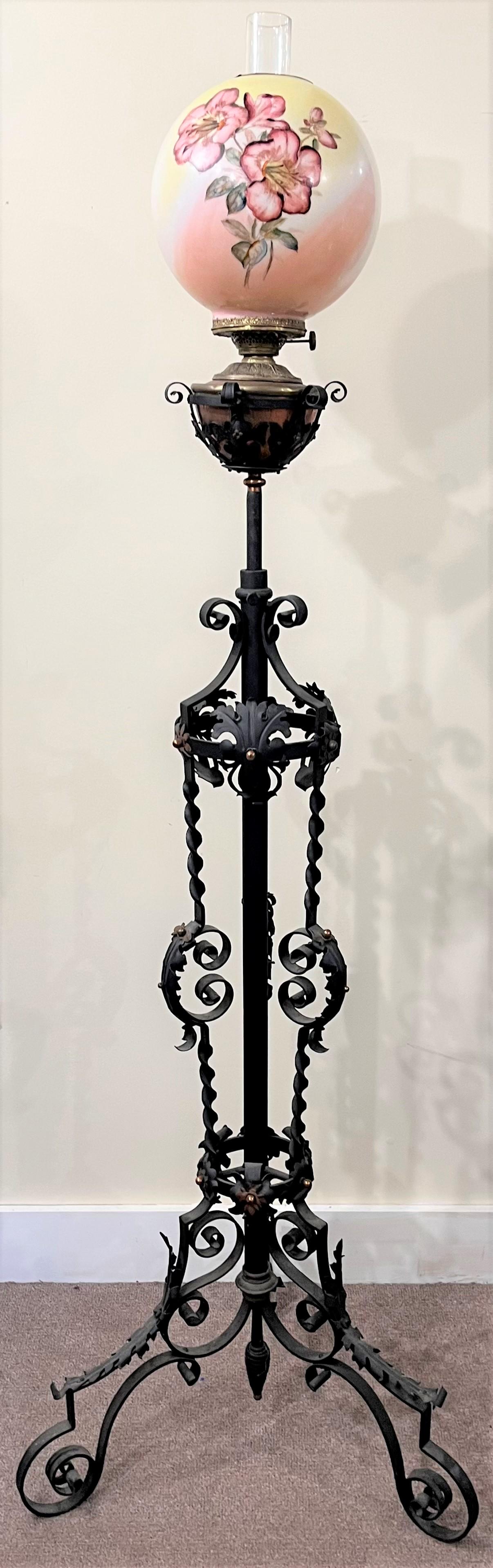 VICTORIAN WROUGHT IRON PIANO LAMP (1 of 8)