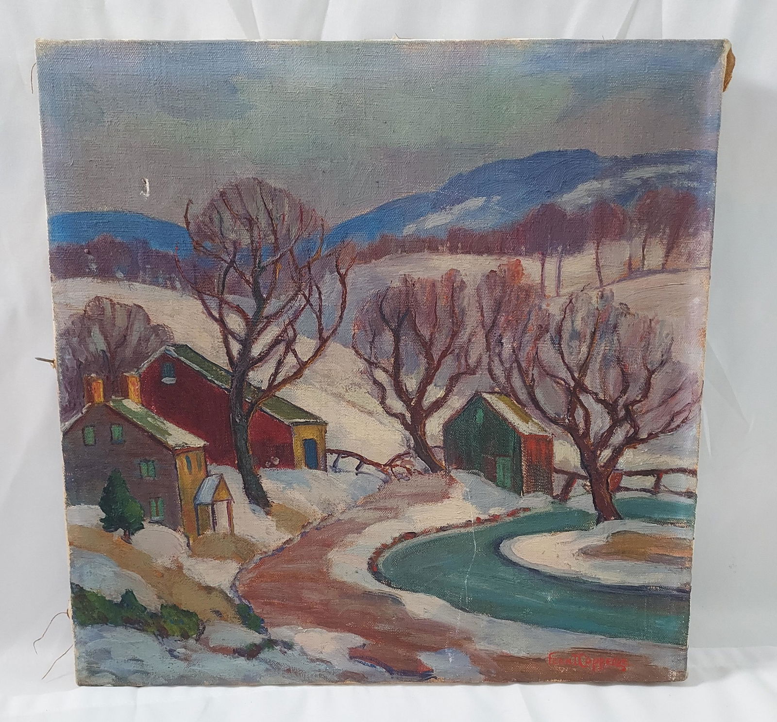 Fern Coppedge Oil painting on canvas winter scene Wind Gap Hills (1 of 15)