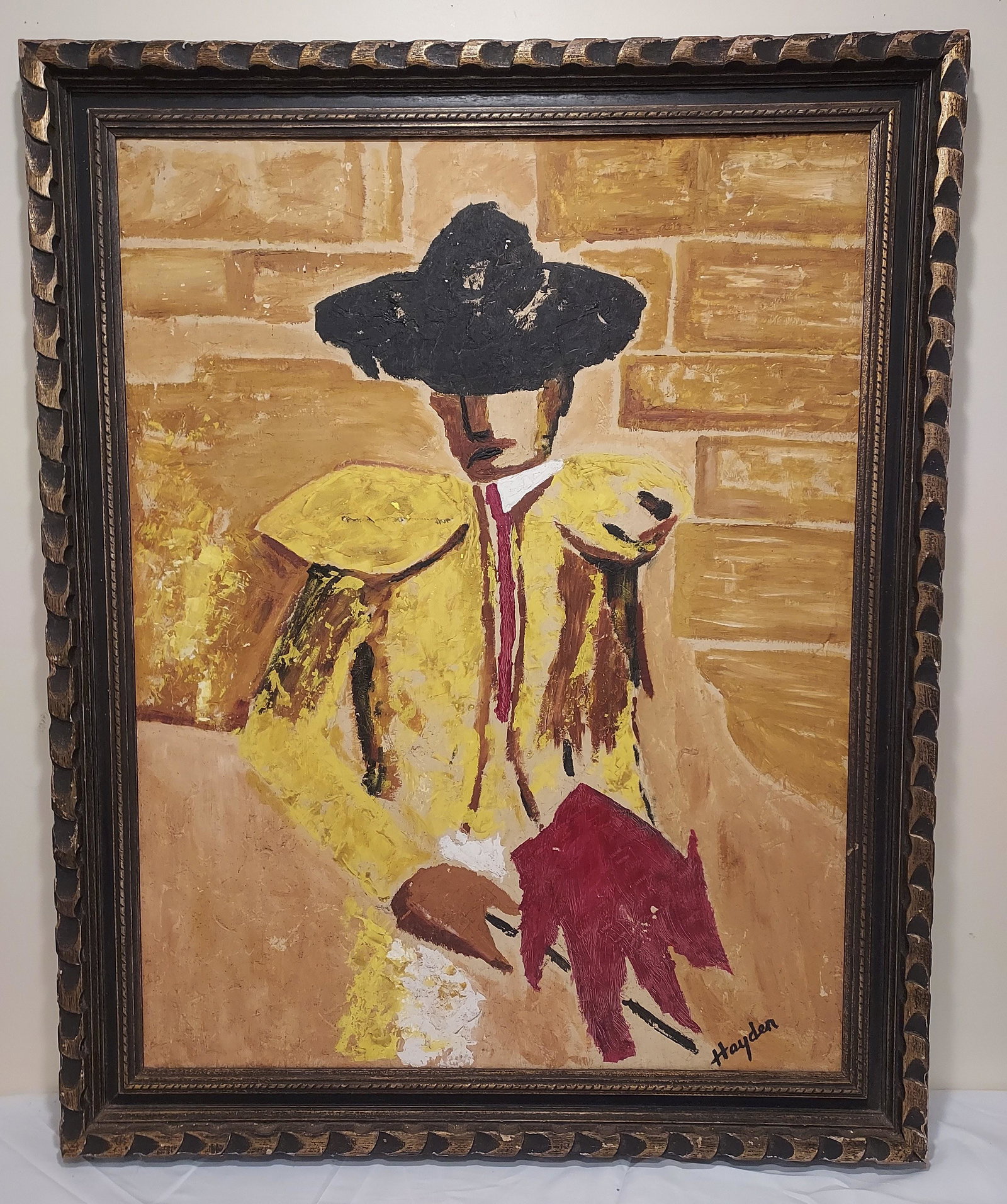 Hayden Mid Century Matador oil painting: Hayden Mid Century Matador oil painting 42x32x2" 20lb Condition as pictured, unless otherwise noted. If you have any question please contact us.