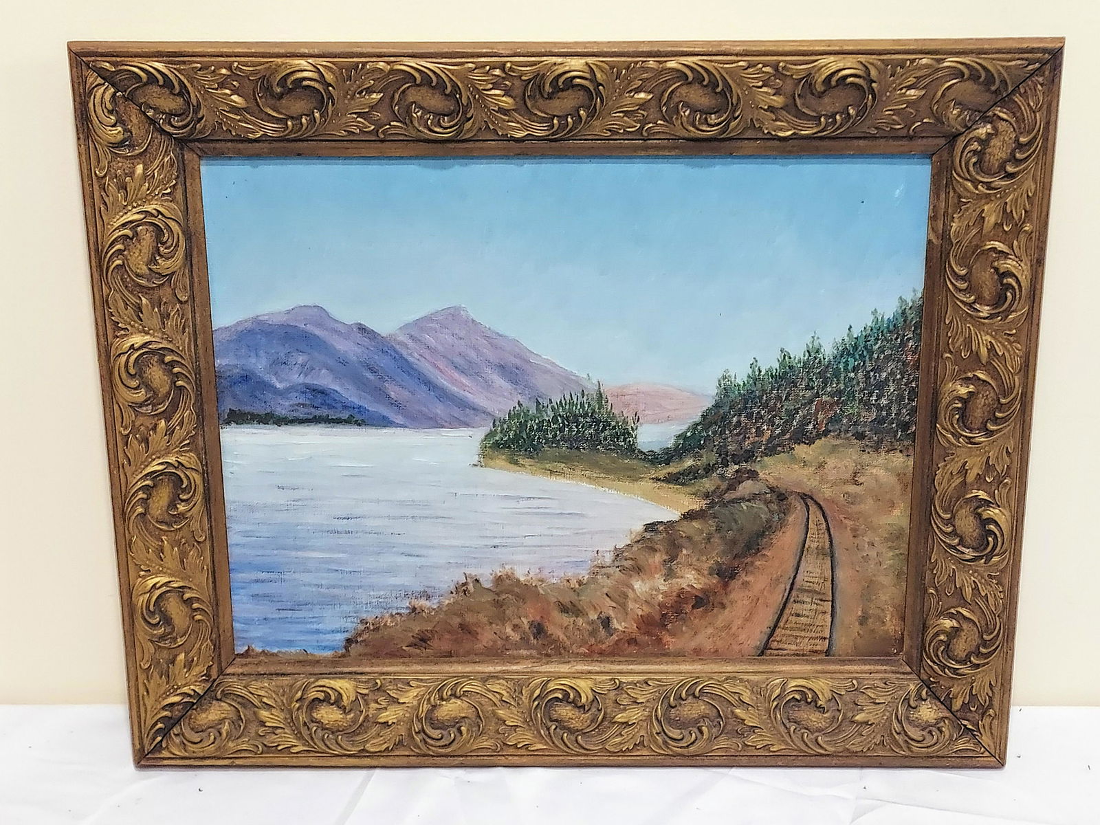 Rebie Harington oil on board lake scene painting (1 of 7)