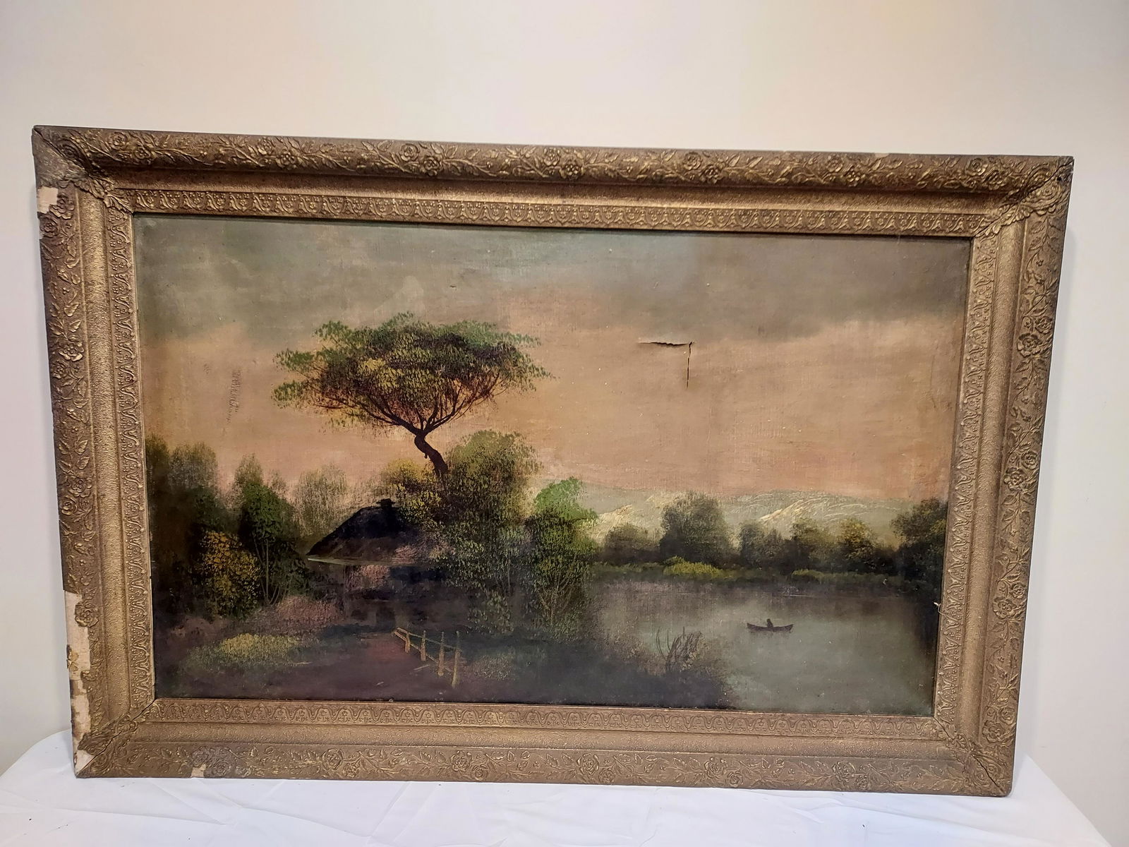 F Duncan oil on canvas river scene painting (1 of 16)