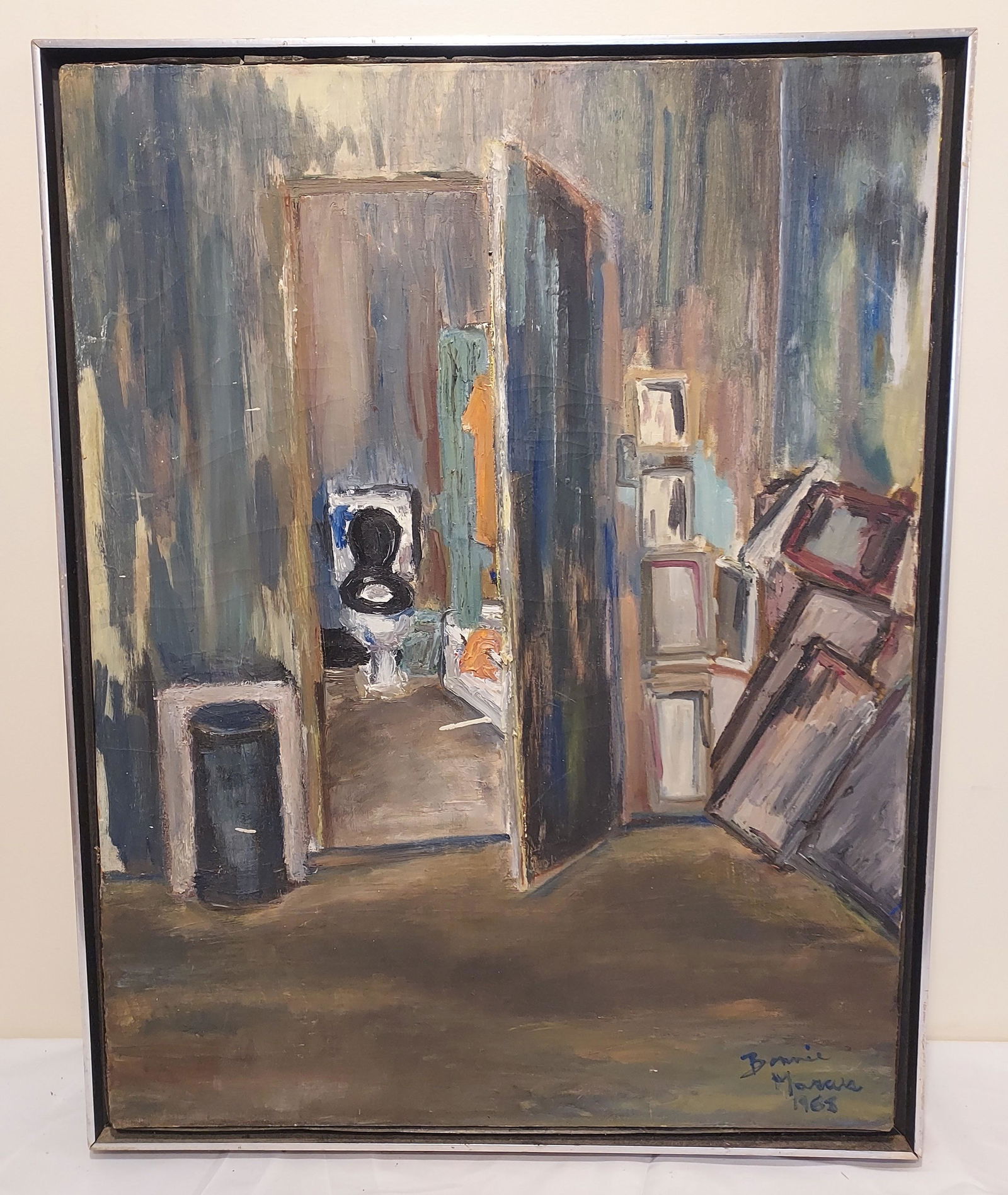 Bonnie Marcus oil on canvas mid century restroom (1 of 9)