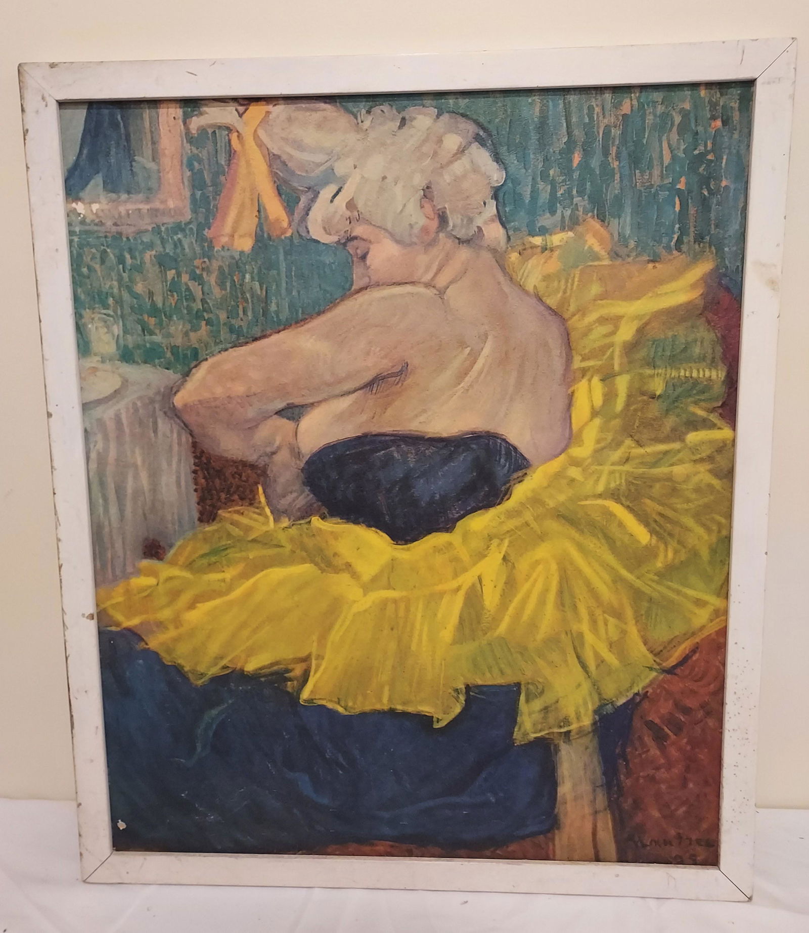 Signed illegibly oil on board burlesk woman painting (1 of 11)