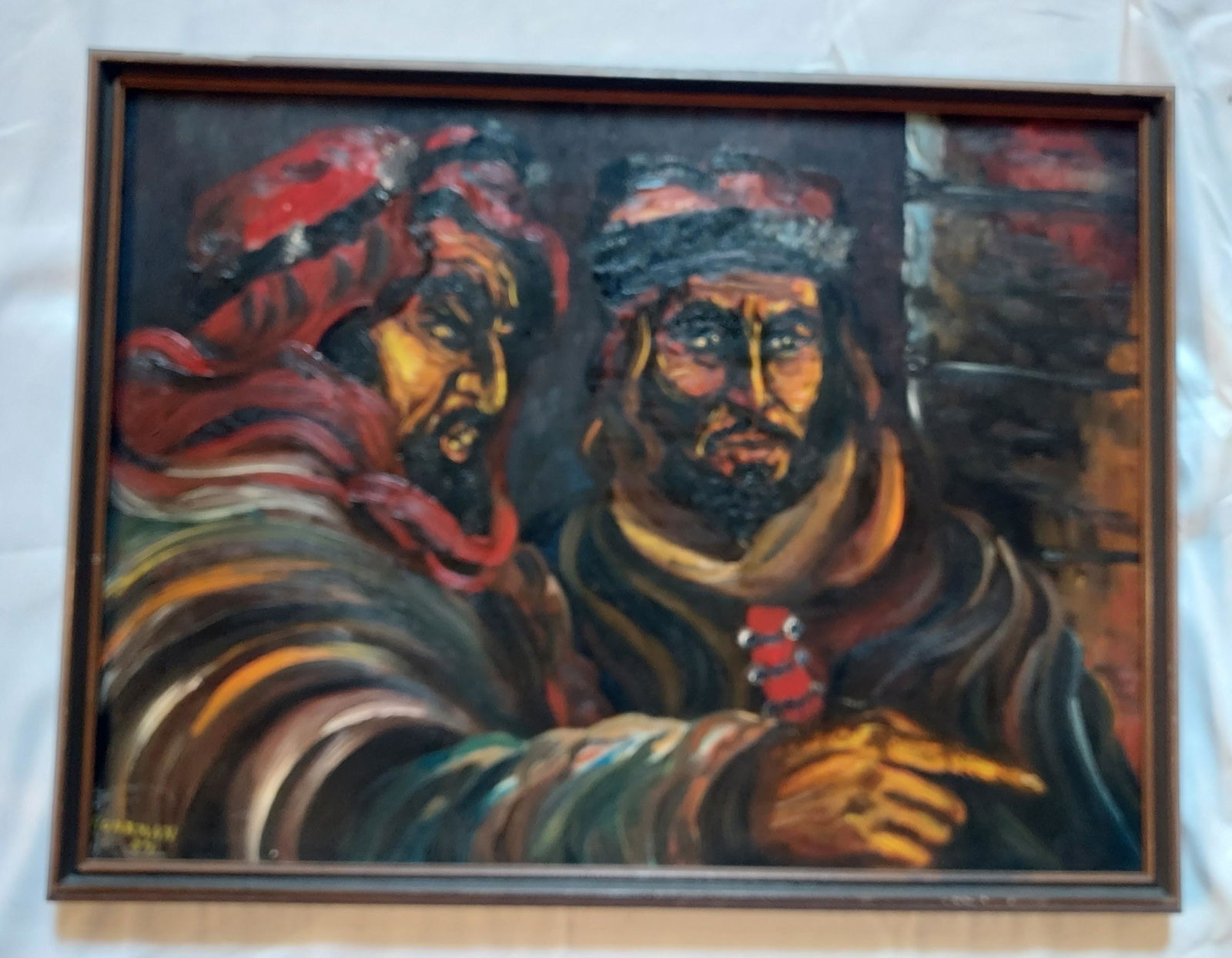 R Carman  oil painting on board middle eastern men (1 of 9)