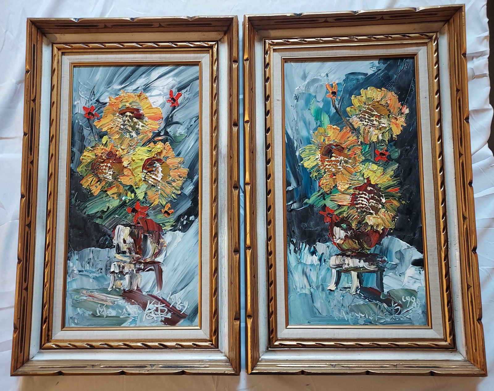 Morris Katz Mid century floral still life, Pair of (1 of 10)