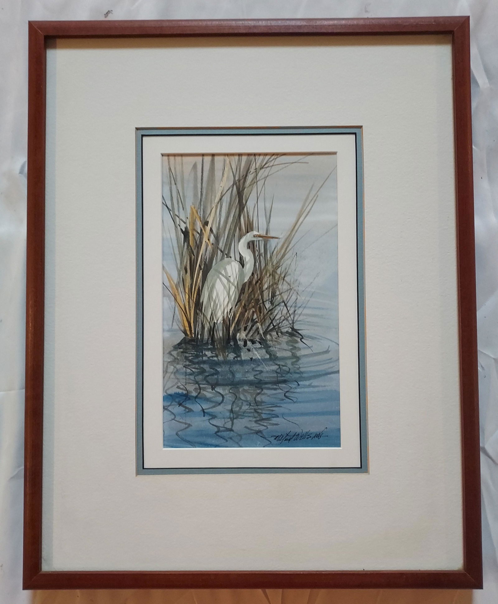Millard Wells watercolor painting of a crane (1 of 10)