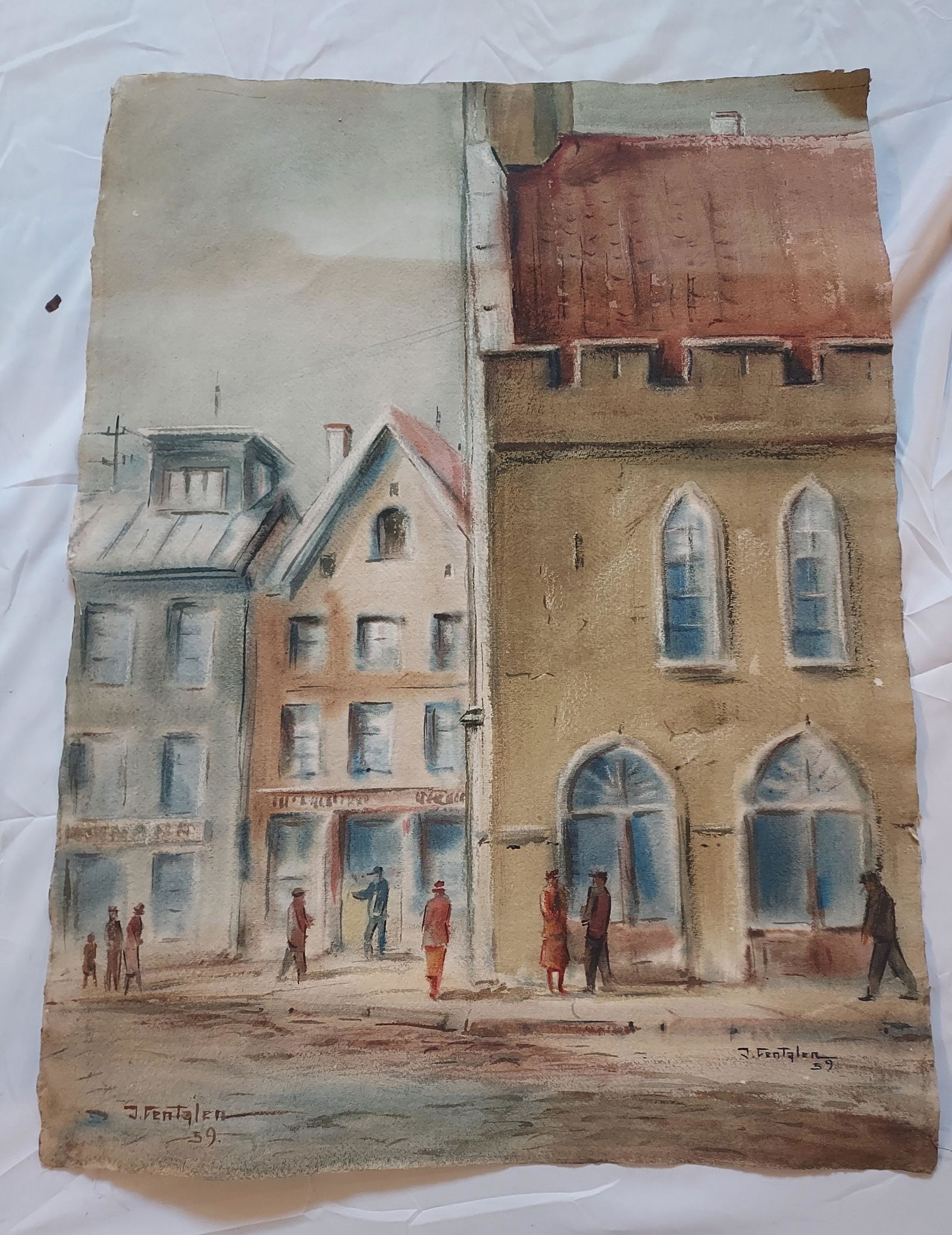 Signed illegibly cityscape of Tallinn Estonia (1 of 9)