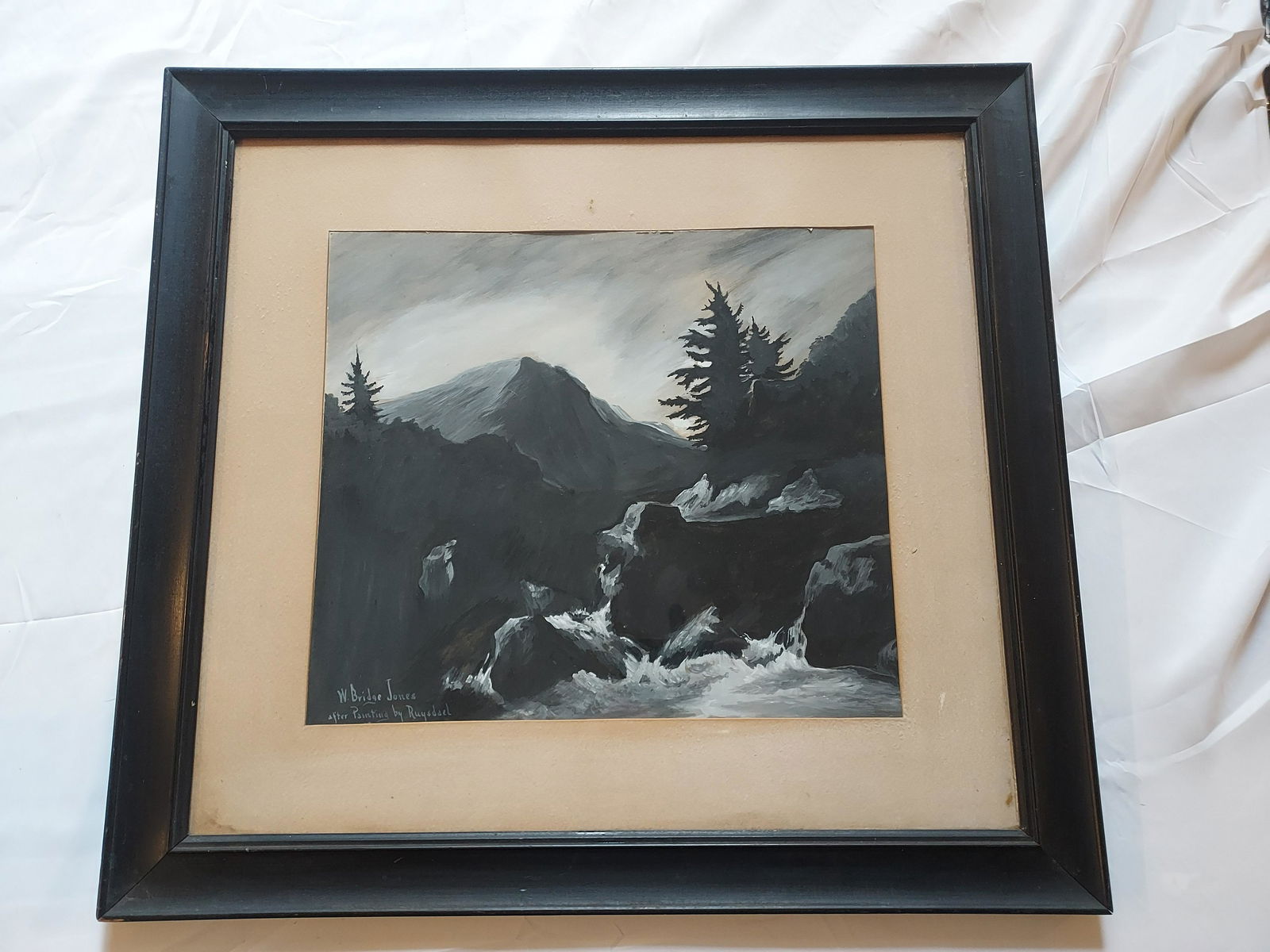 W Bridge Jones gouache painting after Salomon van Ruysdael: W Bridge Jones gouache painting after Salomon van Ruysdael 26 1/2 x 24 1/2 x 1 6lb 5 Condition as pictured, unless otherwise noted. If you have any question please contact us.